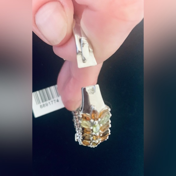 Multi-Tourmaline Bangle Bracelet in Platinum Over Sterling Silver 6.50 In NWT - Picture 7 of 14